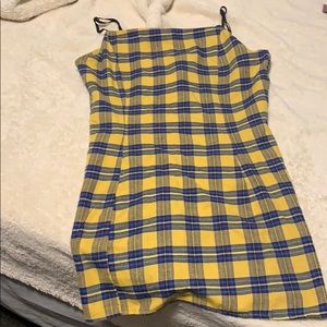 Blue and yellow checker mini dress